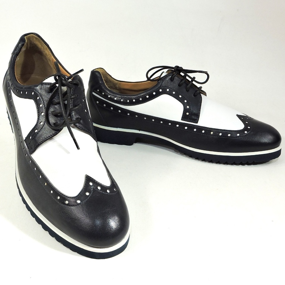 PAKERSON 🇮🇹 WOMEN'S BLUE & WHITE LEATHER FASHION OXFORD